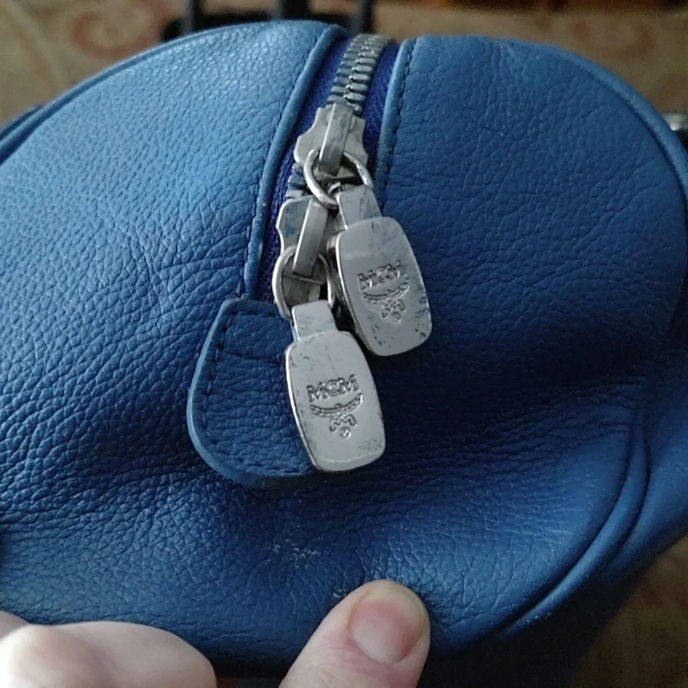 MCM papillon blue pebbled leather bag. 01709 MSRP$999 EUC - Picture 6 of 16
